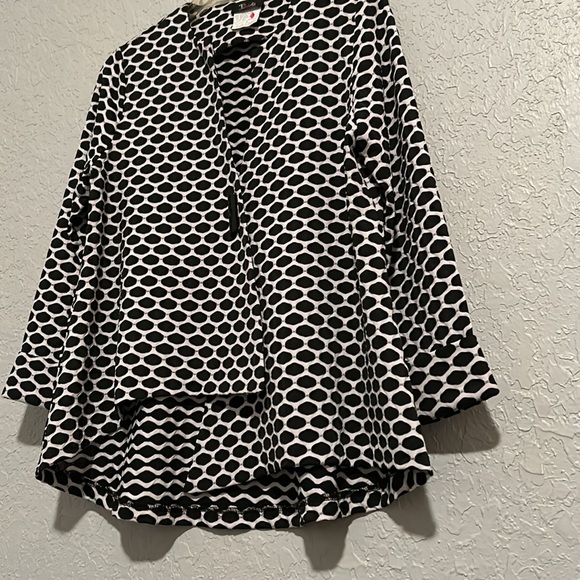 Bali Canada 1 Button Blazer Swing Jacket~Asymmetrical~Bold White/Black - Picture 2 of 6